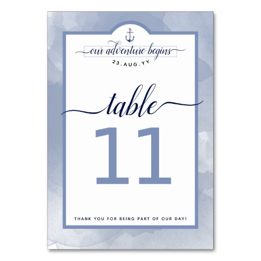 #Nautische Marine Staalblauwe Aquarel Trouwfeest Kaart (Achterkant)