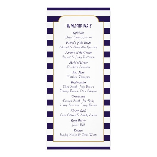 Nautische Marine Stripe Anker Wedding Programma (Achterkant)