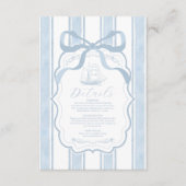 Nautische Marine White Stripes Boat Wedding Informatiekaartje (Voorkant)