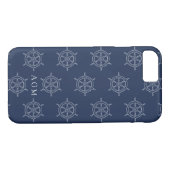Nautische Marine & Witte Schepen Wielpatroon Monog Case-Mate iPhone Case (Achterkant (Horizontaal))