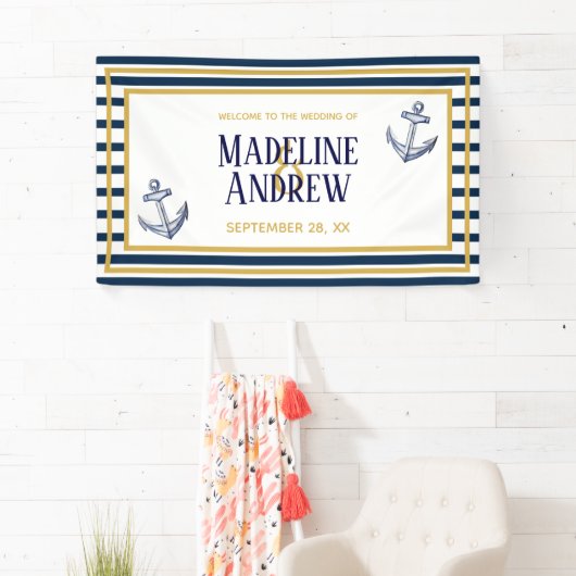 Nautische marinestrepen en aangepaste anchor-bruil spandoek (Insitu)