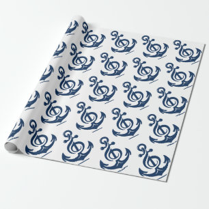 Nautische melodie anker cadeaupapier