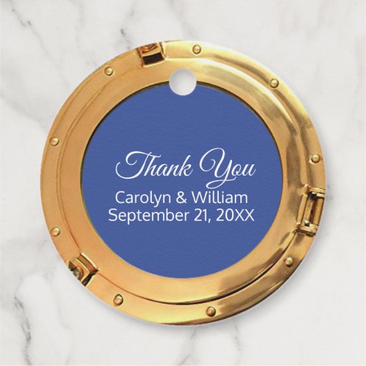 Nautische Messing Port Hole Bruiloft Bedankjes Labels (Achterkant)
