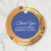 Nautische Messing Port Hole Bruiloft Bedankjes Labels (Voorkant)