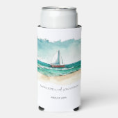 Nautische minimalistische waterverf boot cruise br (Seltzer Voorkant)