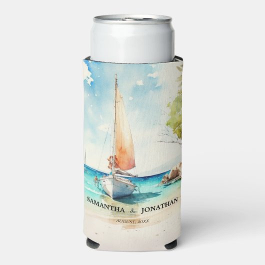 Nautische minimalistische waterverf boot cruise br (Seltzer Voorkant)