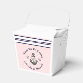 Nautische Monogrammed Roze Marine Blauw Bloemen An Bedankdoosjes (Voorkant Zijde)