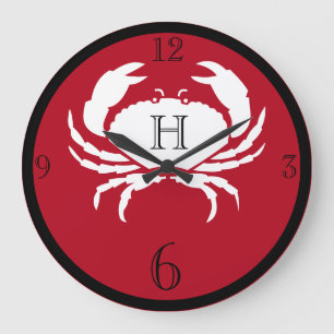 Nautische monogrammen rode zwarte witte krab grote klok