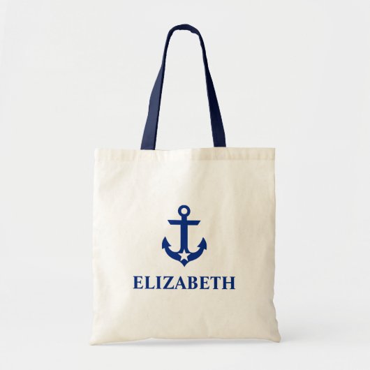 Nautische naam Anchor Star Blue Strap Tote Bag (Voorkant)