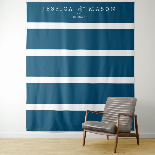 Nautische Navy Achtergrond Fotohokje Wandkleed (In situ)