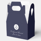 Nautische Navy Anker Bruiloft Monogram Favor Box Bedankdoosjes (Geopend)