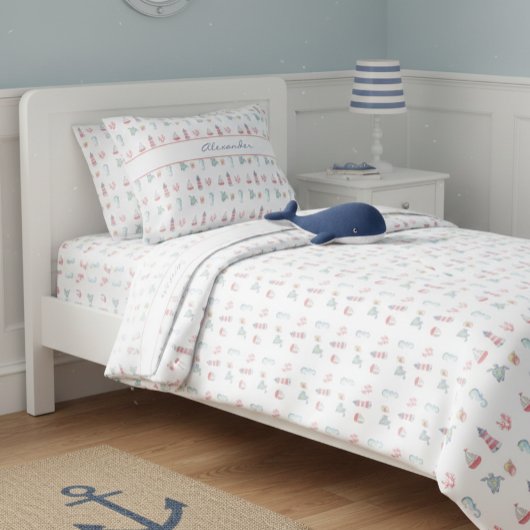 Nautische Oceaan Dieren Boot en Vuurtoren Kussensloop