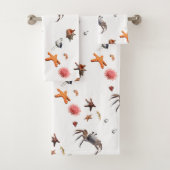 Nautische Ocean Beach Seashell Starfish Towel Set Bad Handdoek (Insitu)
