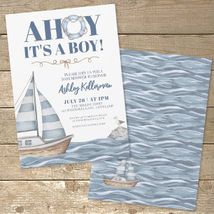 Nautische Oceanen Jongen Baby Shower Kaart
