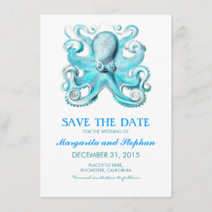 Nautische Octopus Beach bruiloft Bewaar de datum Save The Date