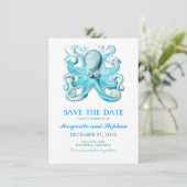 Nautische Octopus Beach bruiloft Bewaar de datum Save The Date (Staand voorkant)