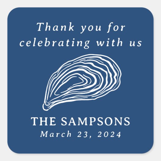 nautische oester shell bruiloft dank u vierkante sticker (Voorkant)