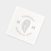 Nautische Oester Shell Monogram met Naam Datum Folie Servetten (Links)