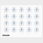 Nautische Oester Shell Monogram met Naam Datum Ronde Sticker (Vel)