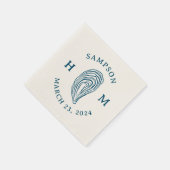 Nautische Oester Shell Monogram met Naam Datum Servet (Hoek)