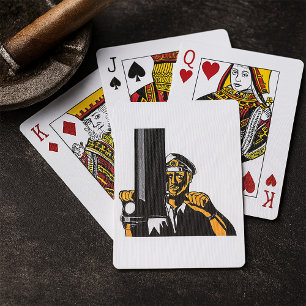 Nautische onderzeebootkapitein met periscoop pokerkaarten