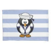 Nautische pinguïn Striped Pillowcase Kussensloop (Voorkant)