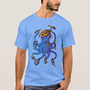 Nautische Piraat Octopus Drink Rum T-shirt