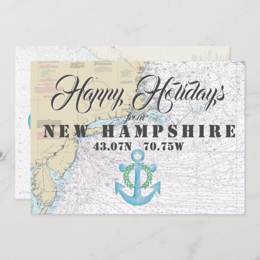 Nautische Prettige Feestdagen uit New Hampshire Feestdagenkaart (Voorkant / Achterkant)