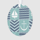 Nautische Quilt Acryl Ornament (voorkant)