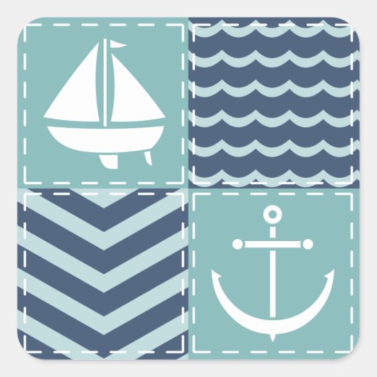 Nautische Quilt Sticker (Voorkant)