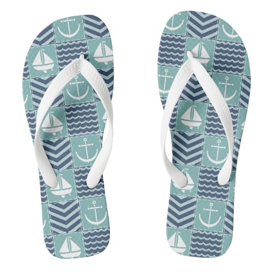 Nautische Quilt Teenslippers (Voetbed)