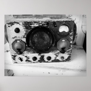  nautische radio zwart-wit poster
