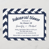 Nautische repetitie diner Marine Blauw & Wit Strip Kaart (Voorkant / Achterkant)