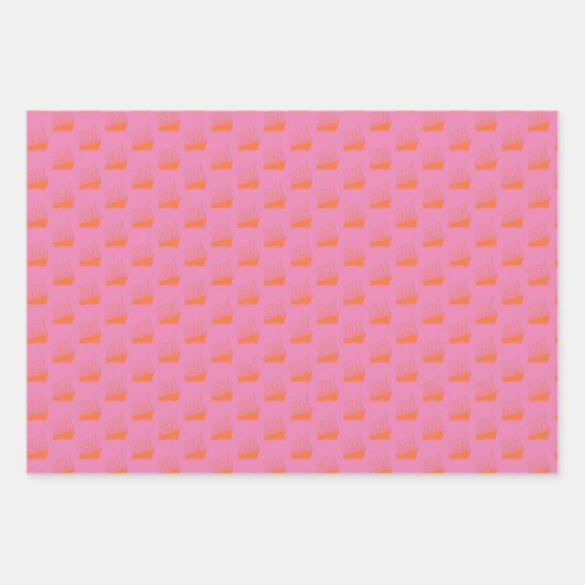 Nautische Retro Roze Oranje Schip Zeilboot Inpakpapier Vel (Voorkant 3)