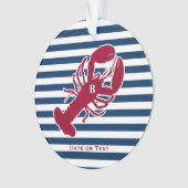 Nautische rode kreeft monogram gestreept Kerstmis Ornament (voorkant)