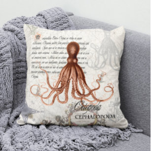 Nautische rode octopus illustratie kussen