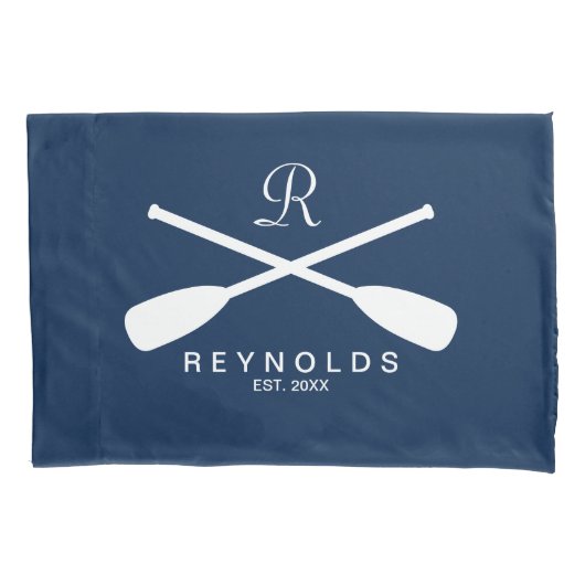 Nautische roeien, aangepaste naam monogram kussensloop (Voorkant)