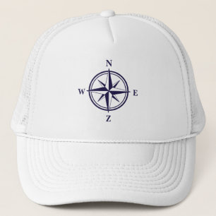 Nautische roos kompas ster marineblauw varen trucker pet