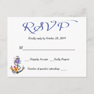 Nautische RSVP Boat Anker Bloemenblauw Briefkaart
