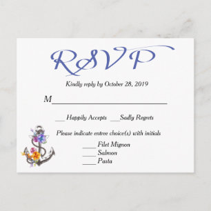 Nautische RSVP Boat Anker Bloemenblauw Briefkaart