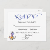 Nautische RSVP Boat Anker Bloemenblauw Briefkaart (Voorkant / Achterkant)