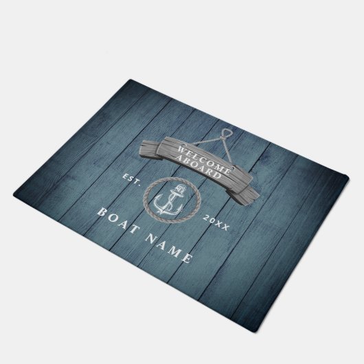 Nautische rustieke bootnaam  ankertouw deurmat (Schuin)