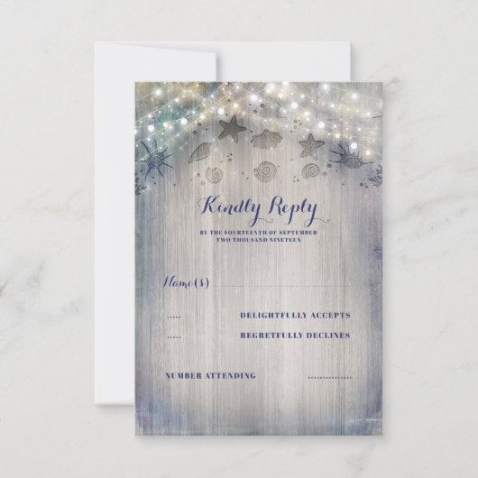 Nautische rustieke bruiloft RSVP (Voorkant)