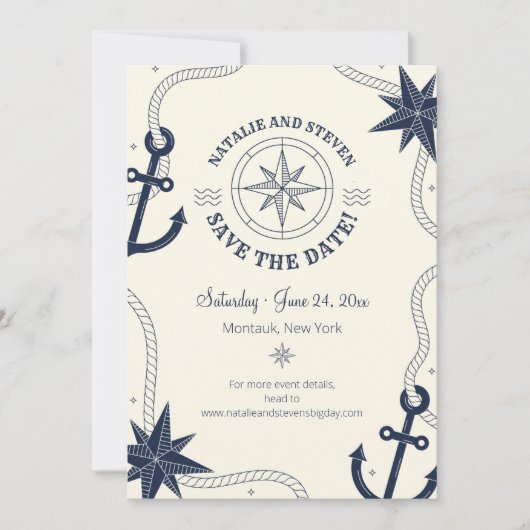 Nautische Save the Date Aankondiging (Voorkant)