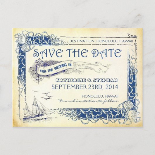 nautische save the date BRIEFKAARTEN (Voorkant)