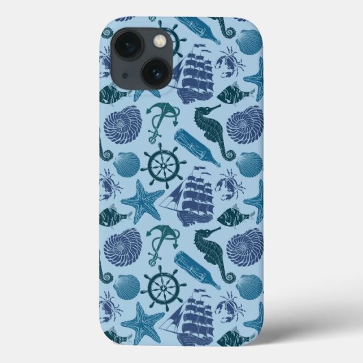 Nautische schaduwen van blauw patroon Case-Mate iPhone case (Achterkant)