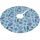 Nautische schaduwen van blauw patroon kerstboom rok (Gekanteld)