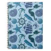 Nautische schaduwen van blauw patroon notitieboek (Voorkant)
