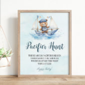 Nautische Schattige Sailor Teddy Bear Fopspeen Hun Poster