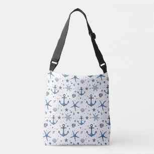 Nautische schelp anker en zeester strandtas crossbody tas